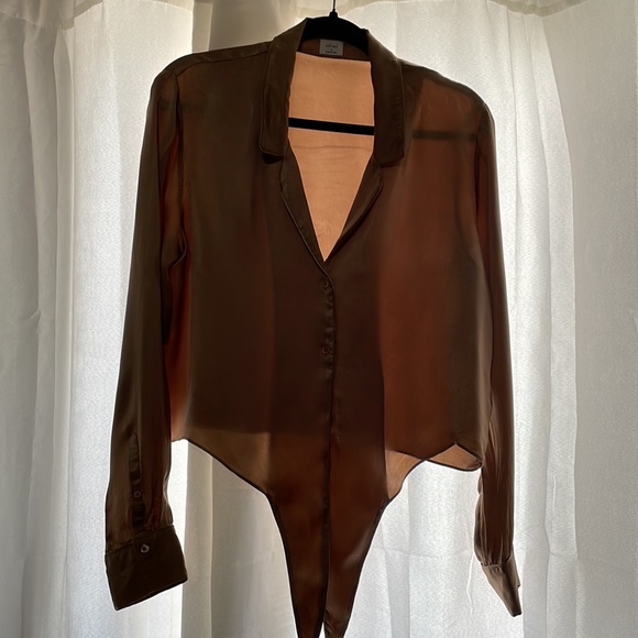 Wilfred Tie Front Blouse Tan - Picture 3 of 4